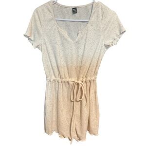 SHEIN Cream Knit Drawstring Midi Dress